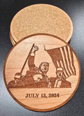 Trump Fight Patriotic Wood Coaster Set – Handcrafted by U.S. Veterans