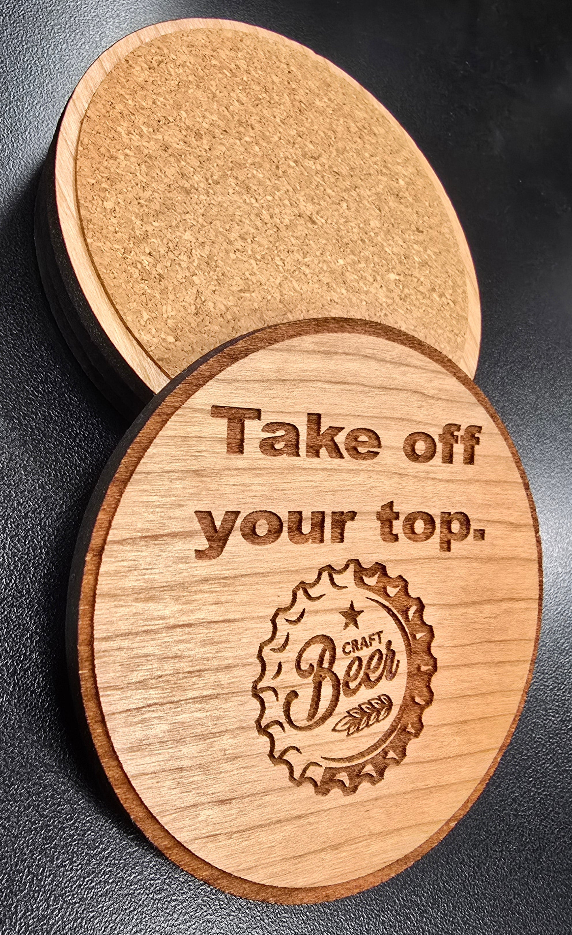 Take Off Your Top Patriotic Wood Coaster Set – Handcrafted by U.S. Veterans