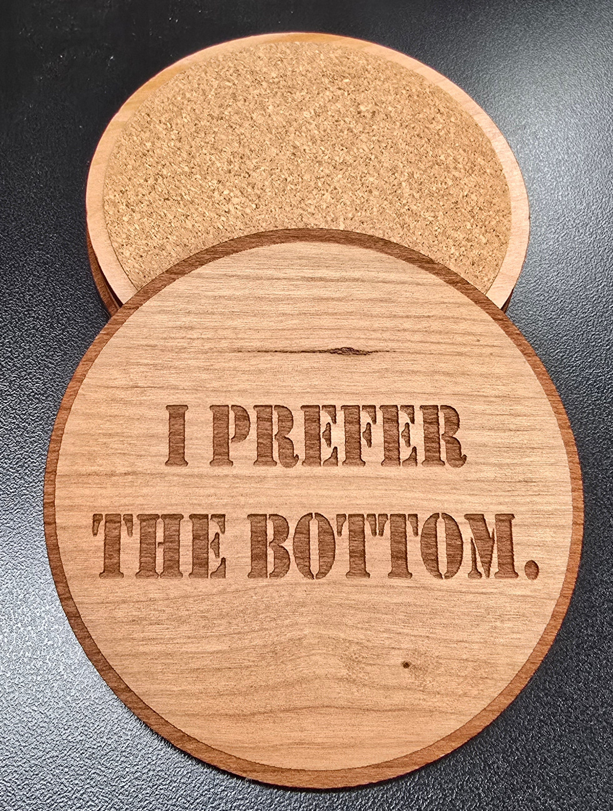 I Prefer The Bottom Patriotic Wood Coaster Set – Handcrafted by U.S. Veterans