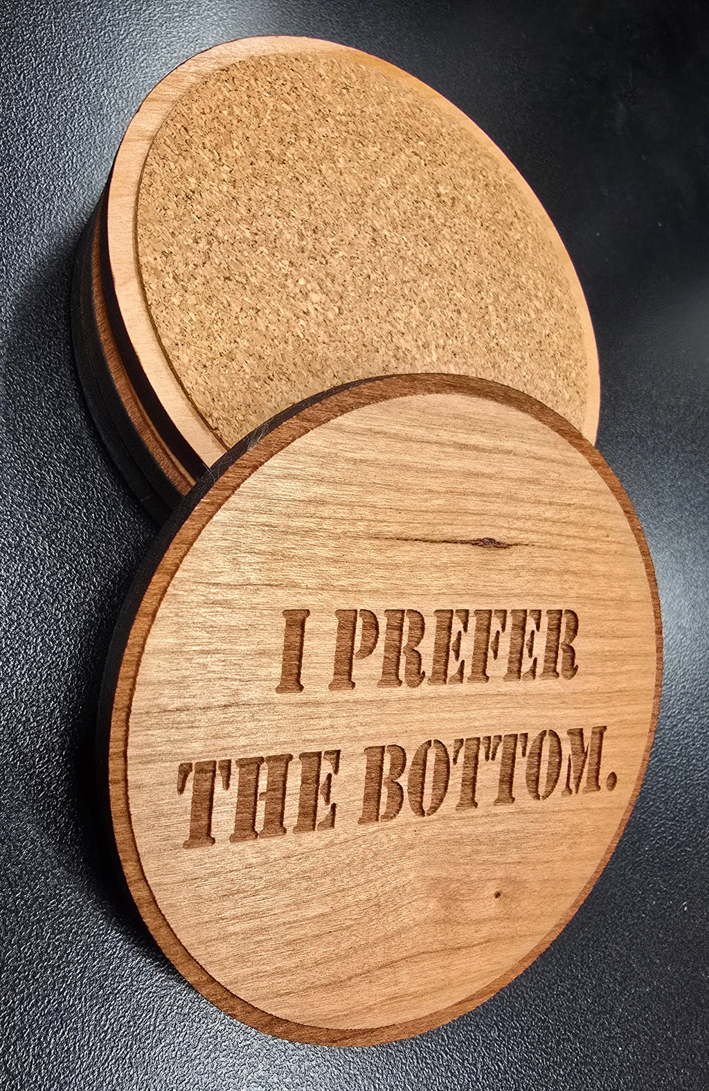 I Prefer The Bottom Patriotic Wood Coaster Set – Handcrafted by U.S. Veterans