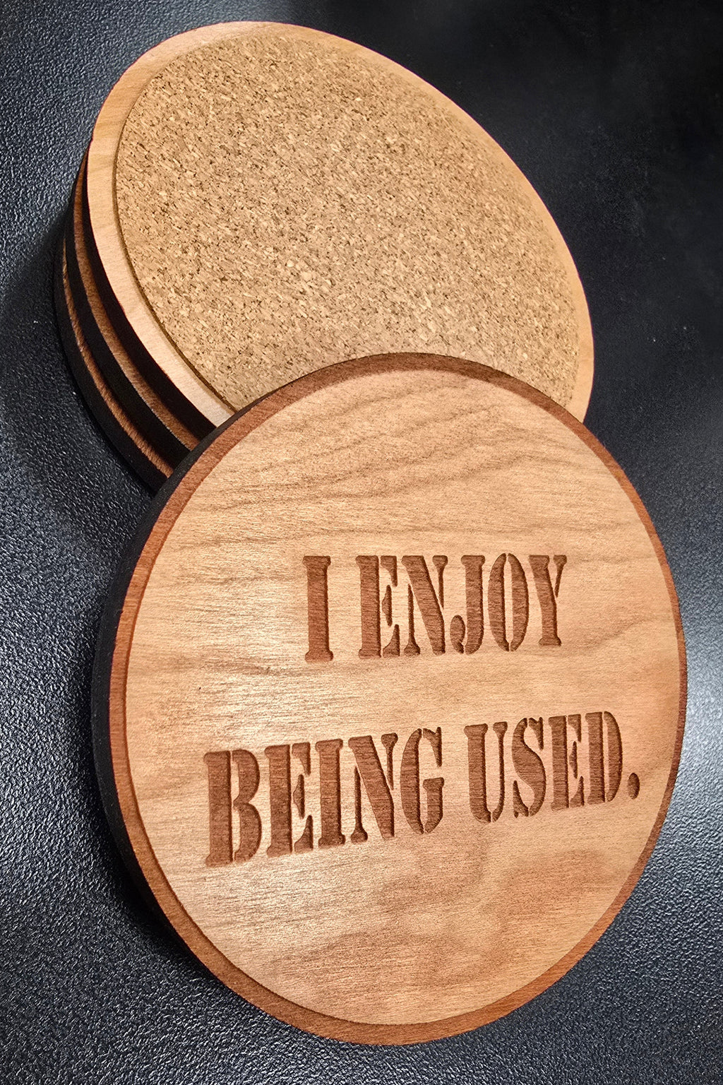 I Enjoy Being Used Patriotic Wood Coaster Set – Handcrafted by U.S. Veterans