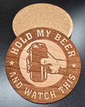 Hold My Beer Patriotic Wood Coaster Set – Handcrafted by U.S. Veterans