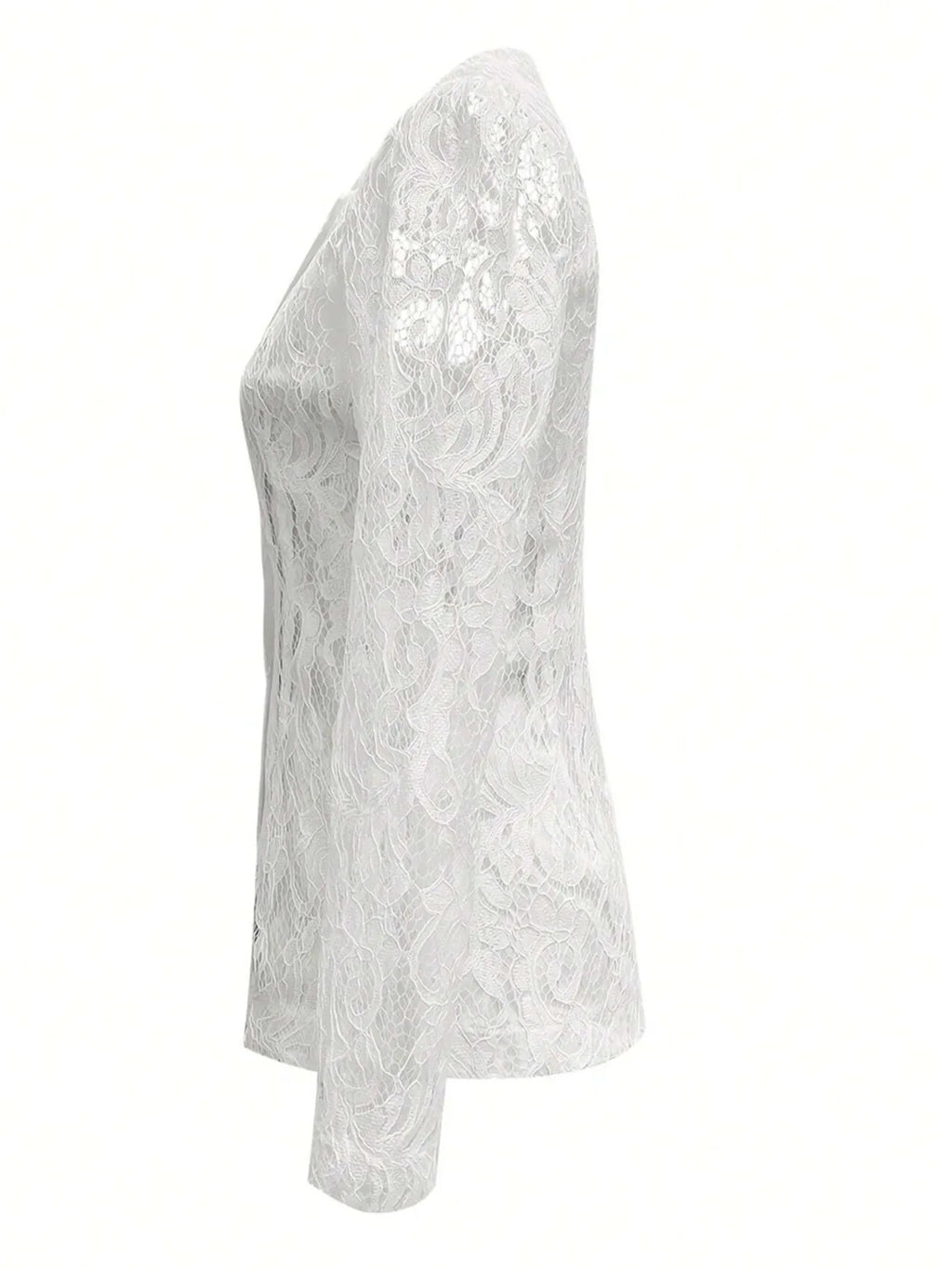 Floral Pattern Lace Single-Breasted Blazer