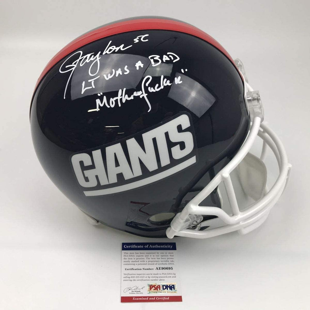 Autographed/Signed Lawrence Taylor Bad Mother New York Giants Full Size FS F/S Replica Football Helmet PSA/DNA COA