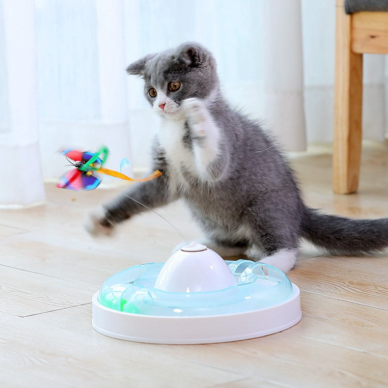 Butterfly toy funny cat stick cat turntable