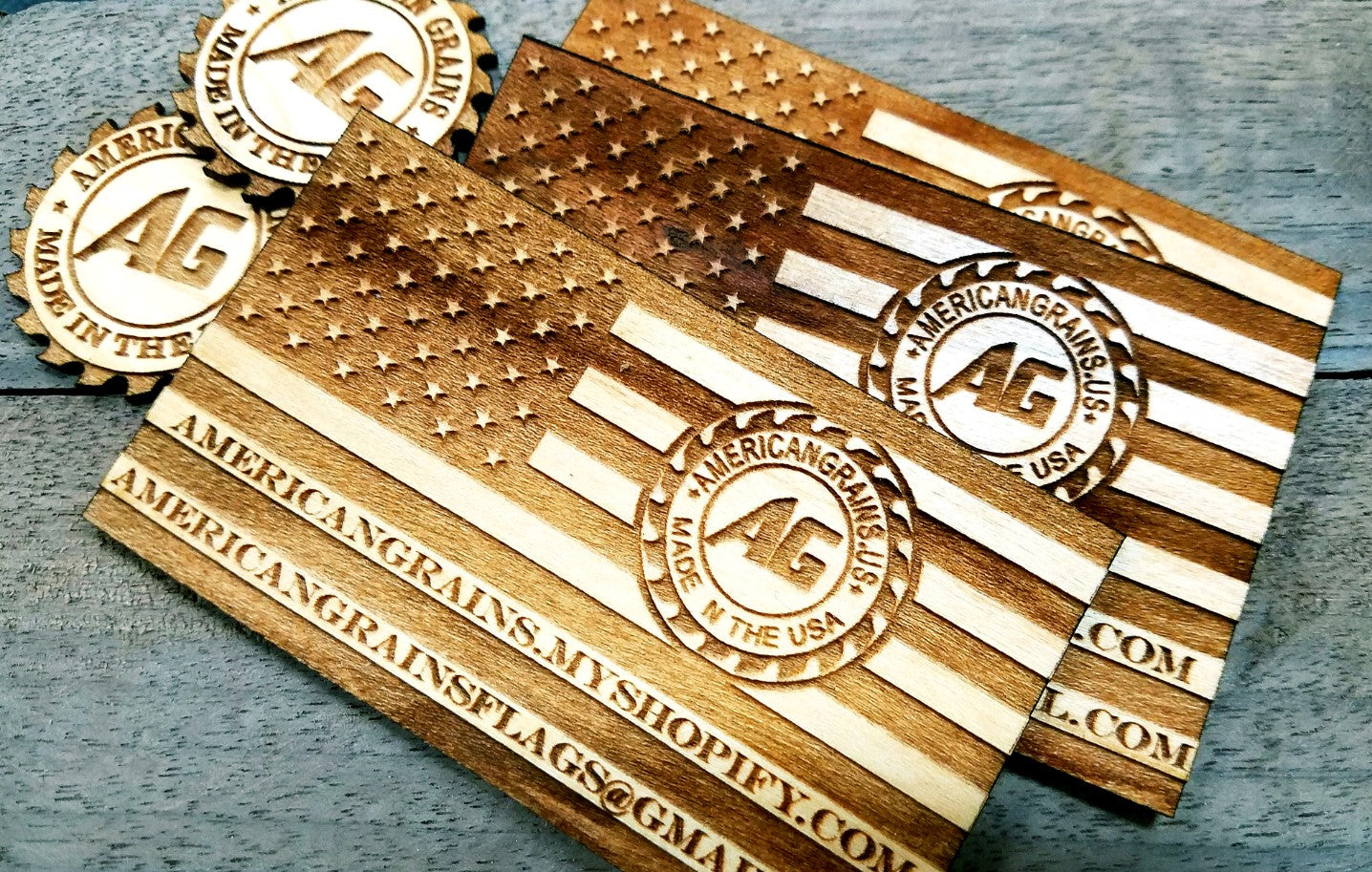 Premium Laser Engraved Hardwood Business Cards with Magnetic Backing – Made by U.S. Veterans