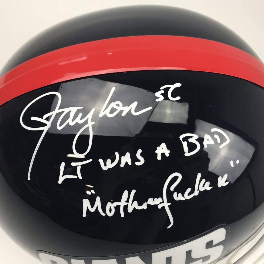 Autographed/Signed Lawrence Taylor Bad Mother New York Giants Full Size FS F/S Replica Football Helmet PSA/DNA COA