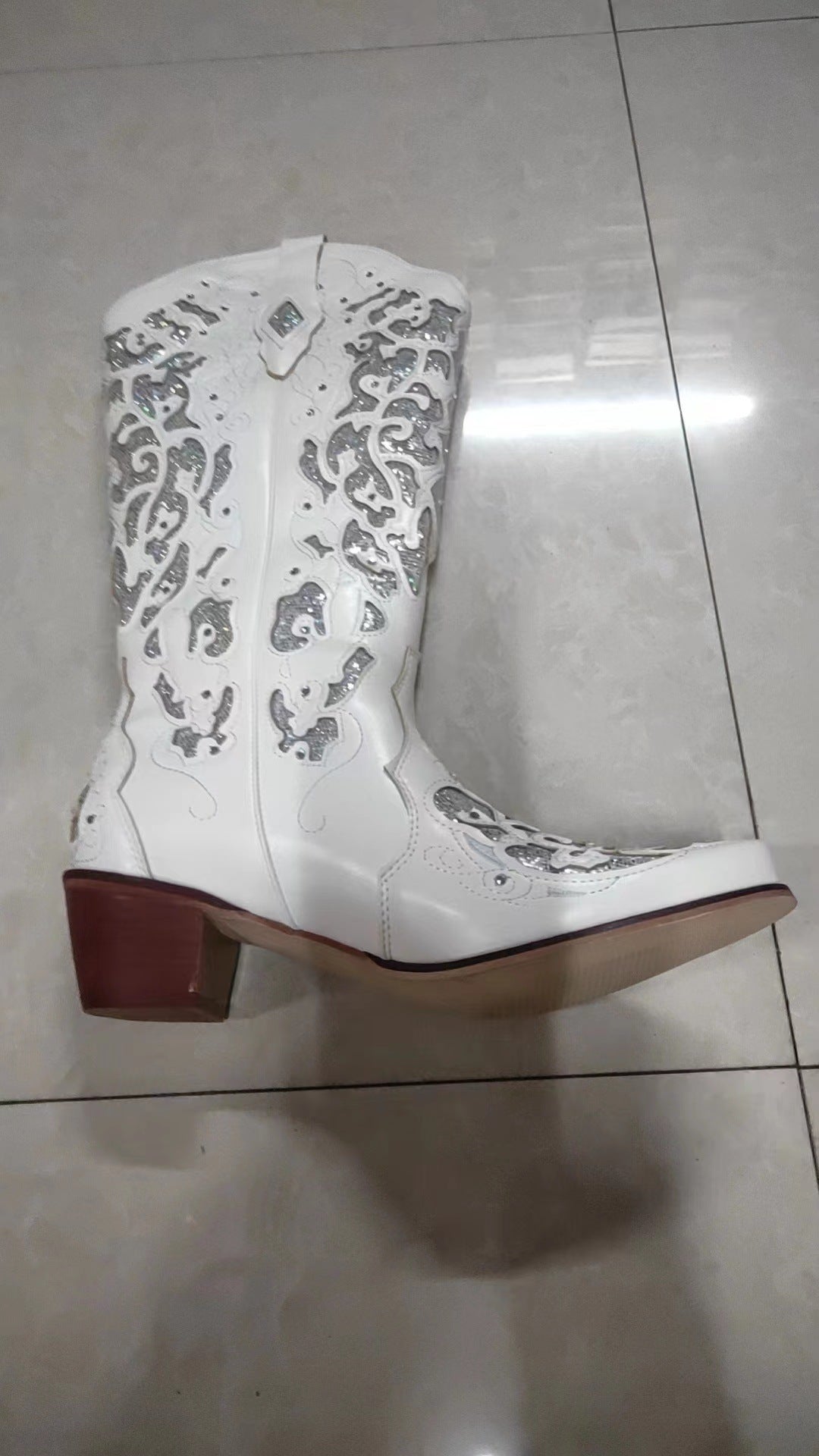 New Rhinestone Ornament High Leg Boot