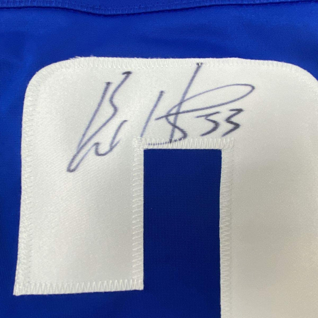 Autographed/Signed Bo Horvat Vancouver Blue Hockey Jersey Beckett BAS COA