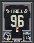 Framed Autographed/Signed Clelin Ferrell 35x39 Oakland Black Football Jersey JSA COA