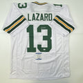 Autographed/Signed Allen Lazard Green Bay White Football Jersey Beckett BAS COA