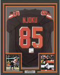 Framed Autographed/Signed David Njoku 35x39 Cleveland Football Brown Jersey PSA/DNA COA