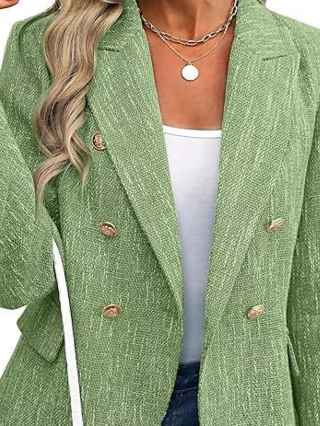 Double-Breasted Lapel Collar Blazer