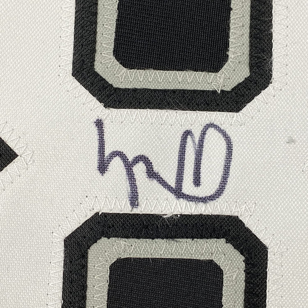 Framed Autographed/Signed Luis Robert 35x39 Chicago Black Baseball Jersey Beckett BAS COA