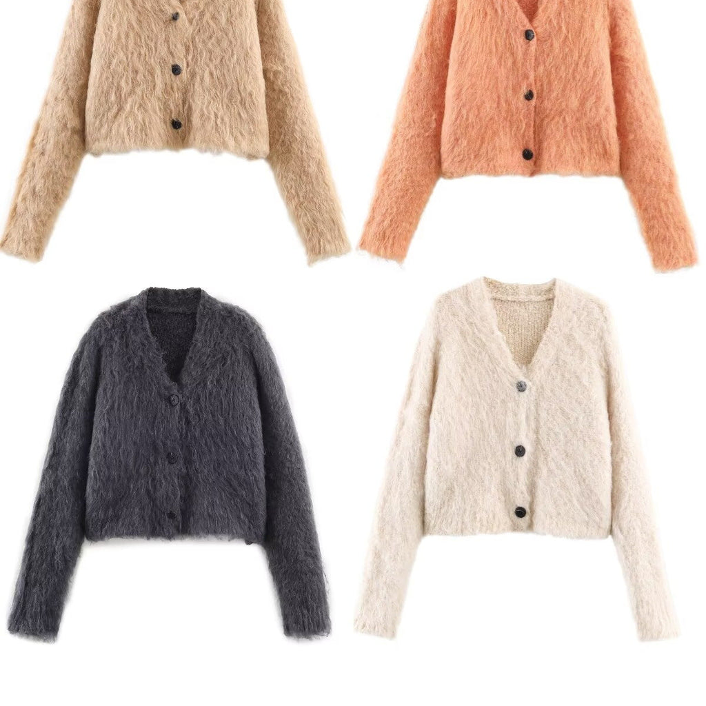 Gentle mink fur V-neck sweater