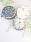 Blue Ditsy Print Jewelry Pouch