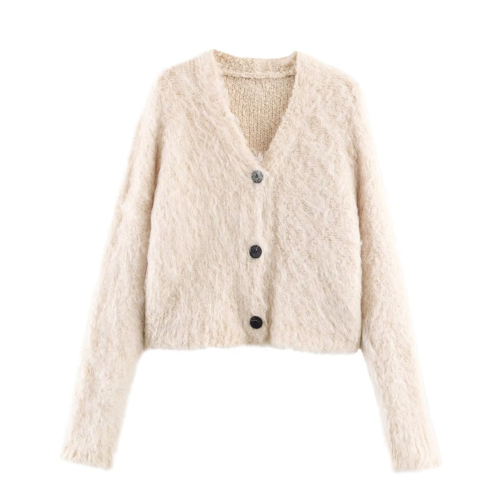 Gentle mink fur V-neck sweater