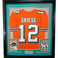 Framed Autographed/Signed Bob Griese 35x39 Miami Orange Football Jersey JSA COA