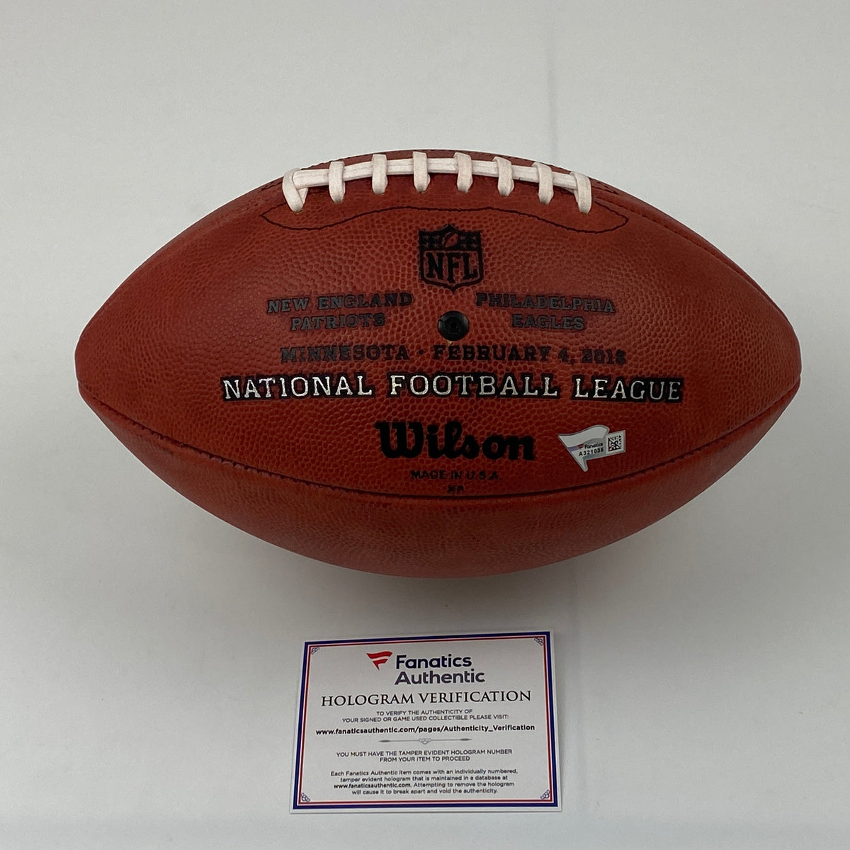 Autographed/Signed Carson Wentz Super Bowl LII Authentic The Duke Full Size Football Fanatics COA