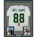 Framed Autographed/Signed Lou Holtz 35x39 1988 National Champs Notre Dame White College Football Jersey JSA COA