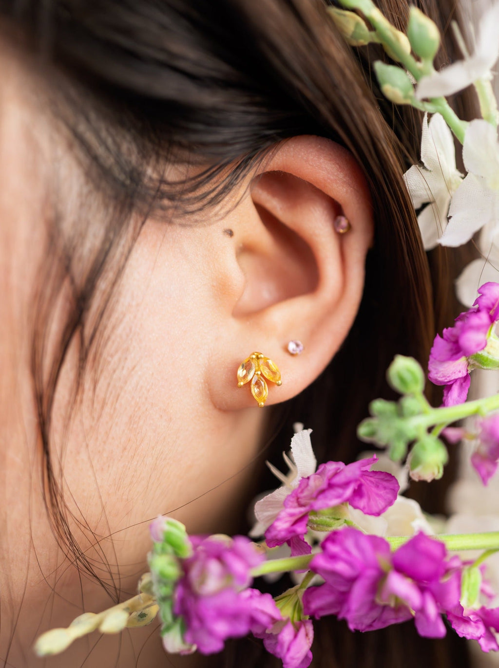 Tri Leaf Stud Earrings