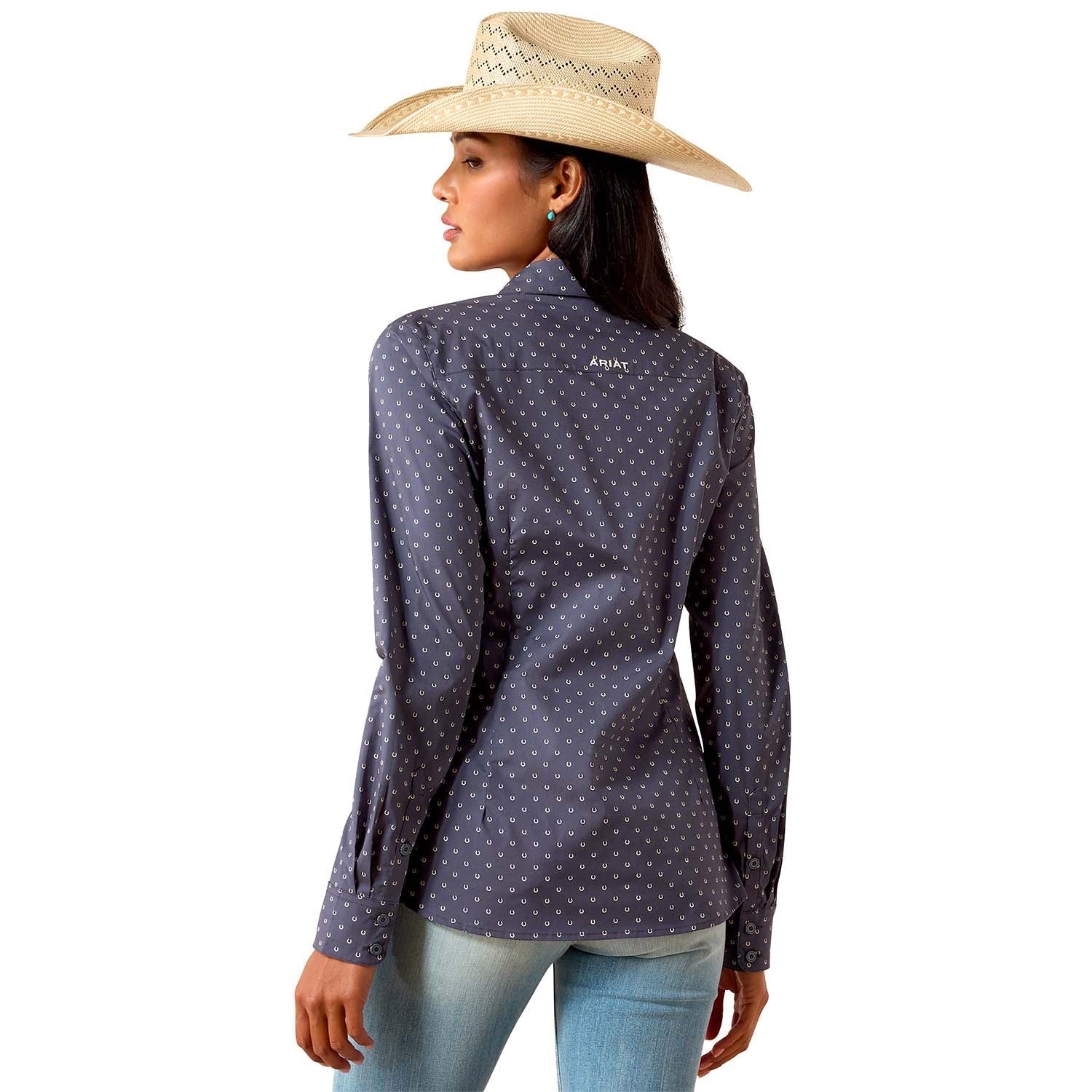 Ariat Women's Kirby Long Sleeve Collared Button-Down Shirt – Rider-Tested Stretch Poplin Equestrian Top