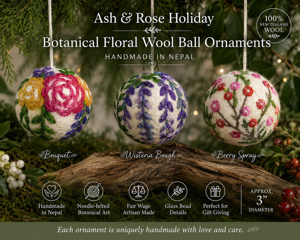 Hand Felted Wool Ball Ornament - Wisteria Bough