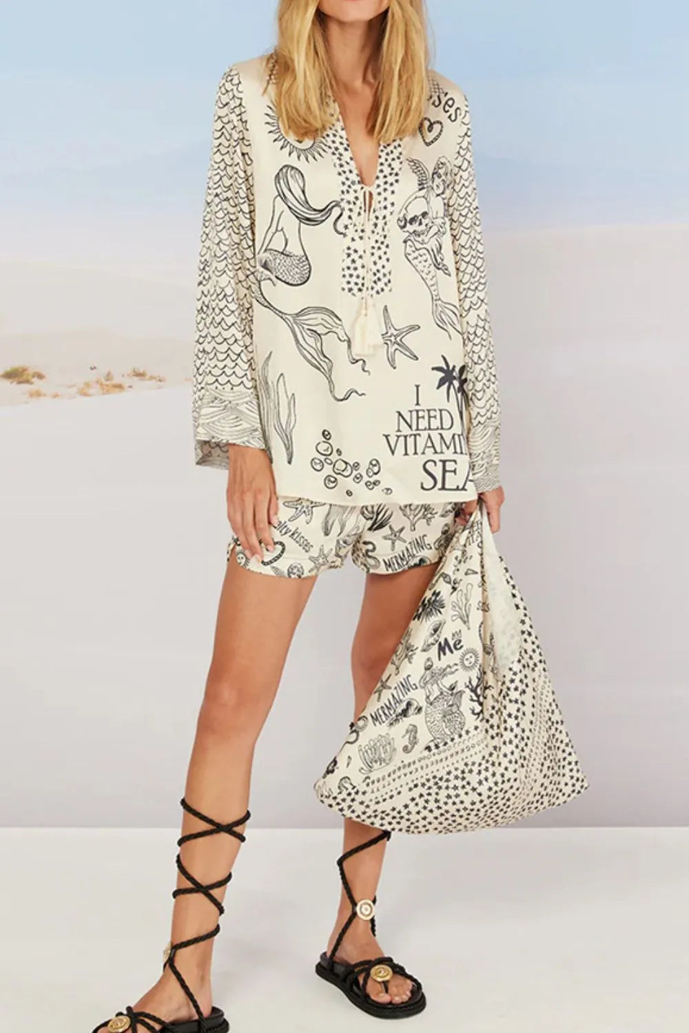 Nautical Print Top and Shorts Set