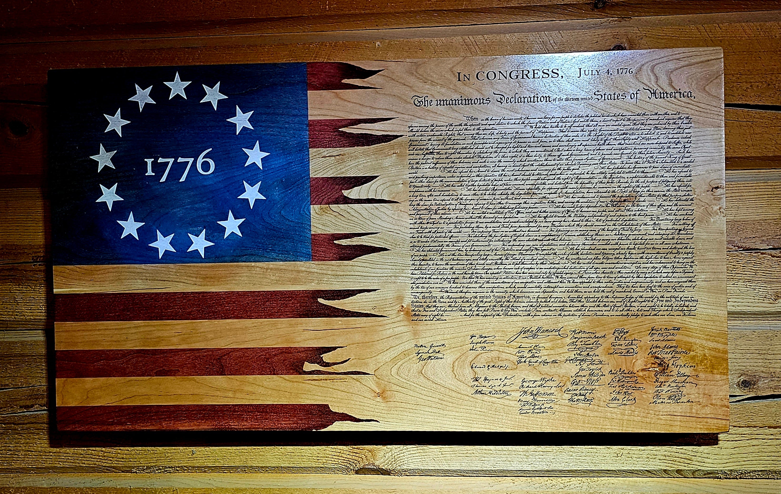 Declaration of Independence Handcrafted Patriotic Wall Flag – Made by U.S. Veterans