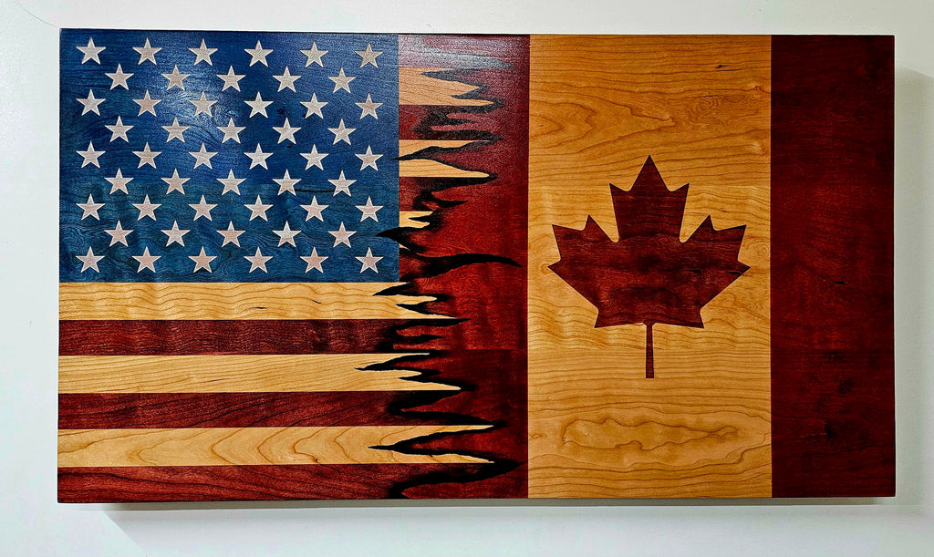 The American Combination Flag Collection – Handcrafted Solid Hardwood Flags – Made by U.S. Veterans