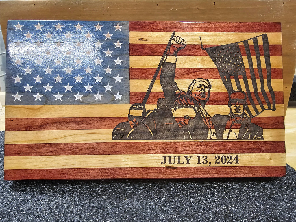 President's Patriots Handcrafted Wooden Desktop Flag – Made by U.S. Veterans
