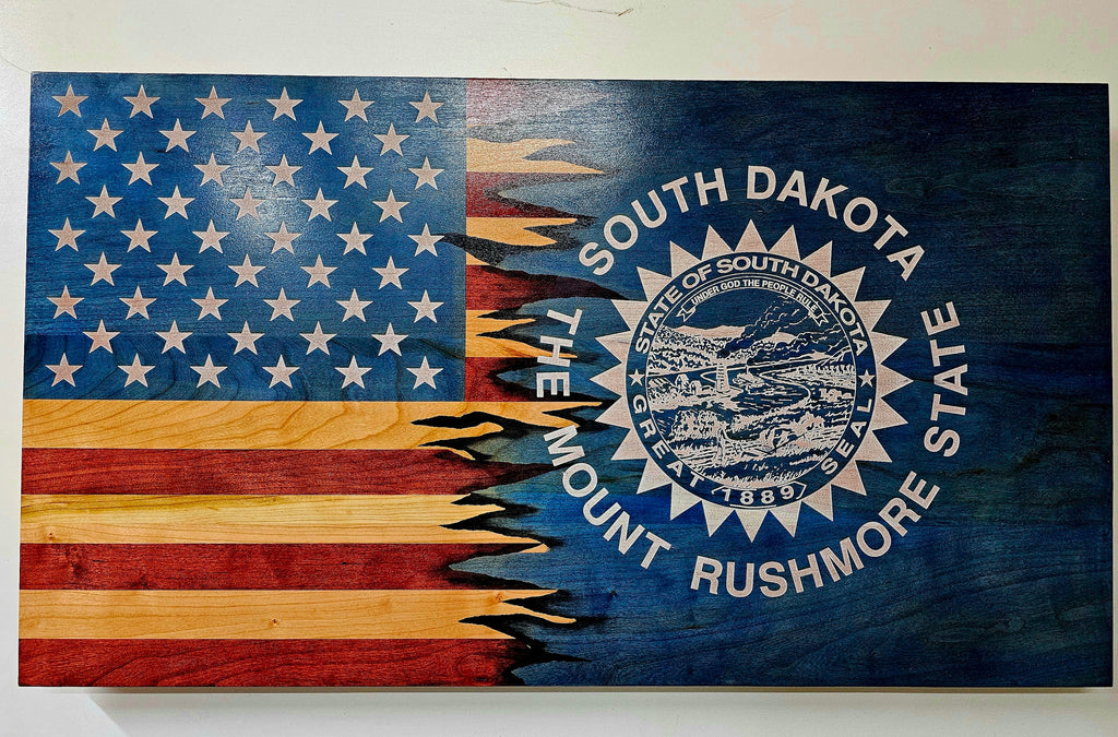 The American Combination Flag Collection – Handcrafted Solid Hardwood Flags – Made by U.S. Veterans