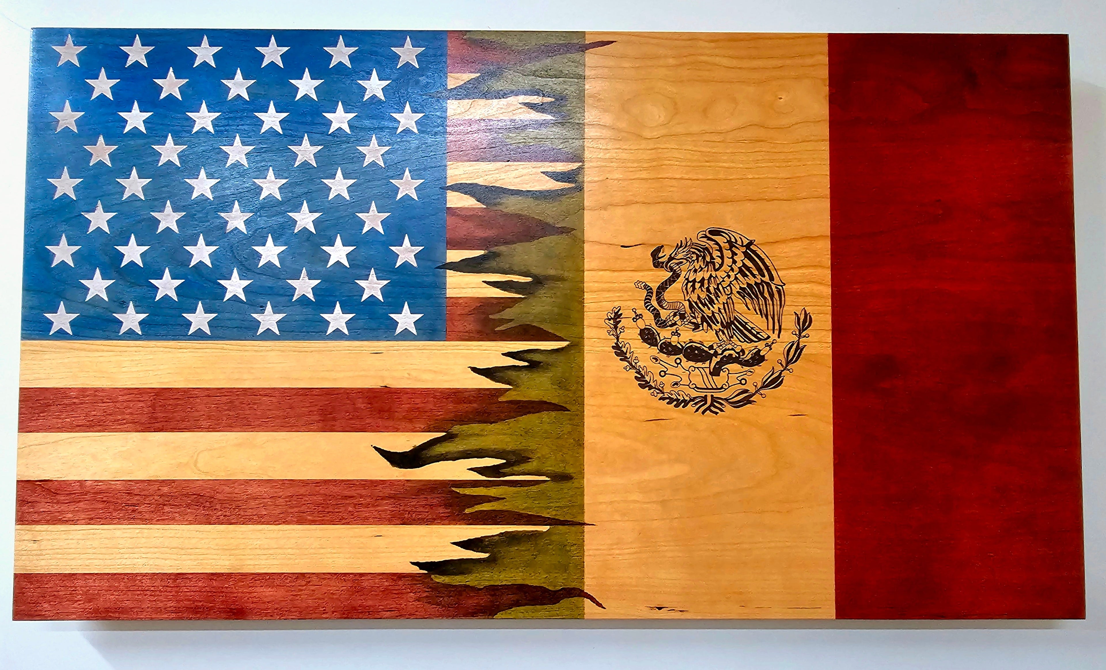 The American Combination Flag Collection – Handcrafted Solid Hardwood Flags – Made by U.S. Veterans