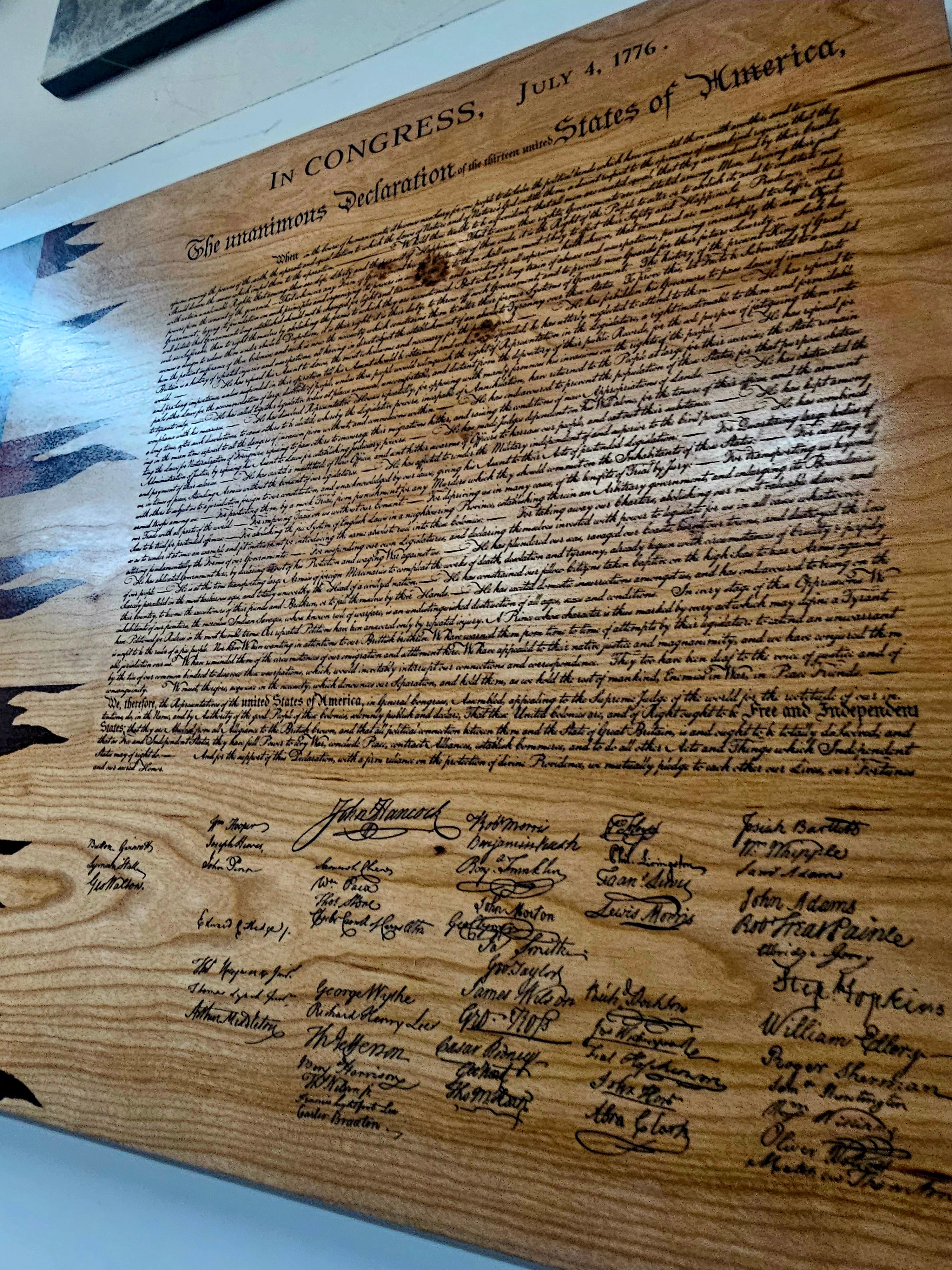 Declaration of Independence Handcrafted Patriotic Wall Flag – Made by U.S. Veterans