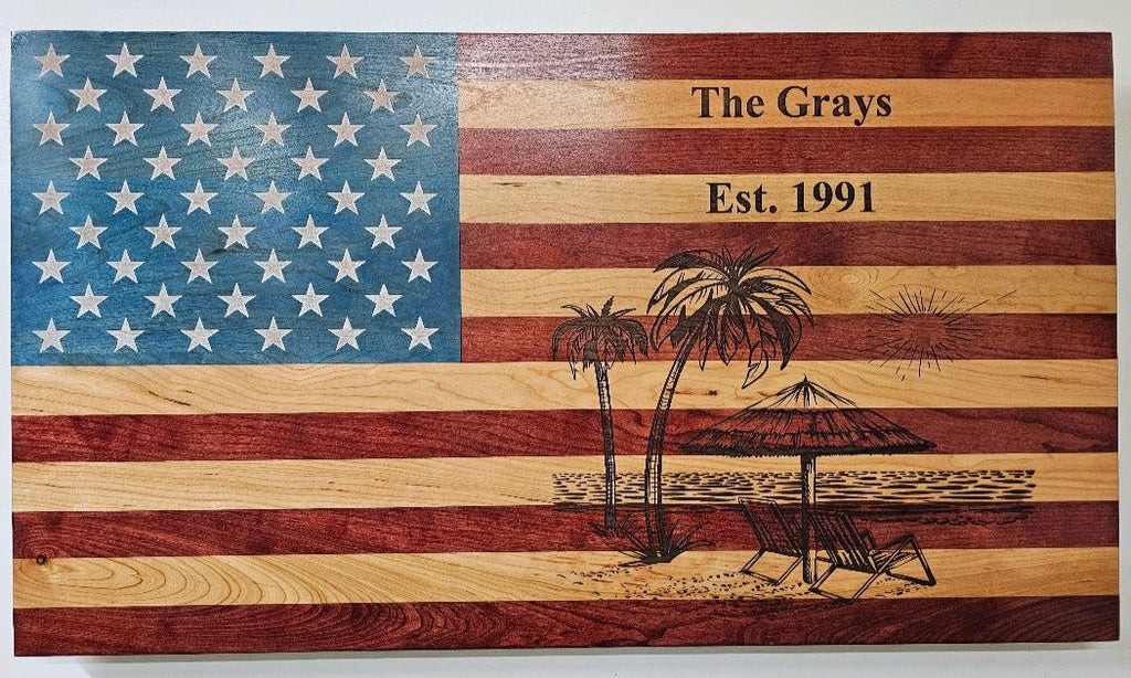 Custom Laser Engraved Handcrafted Patriotic Wall Flag – Made by U.S. Veterans