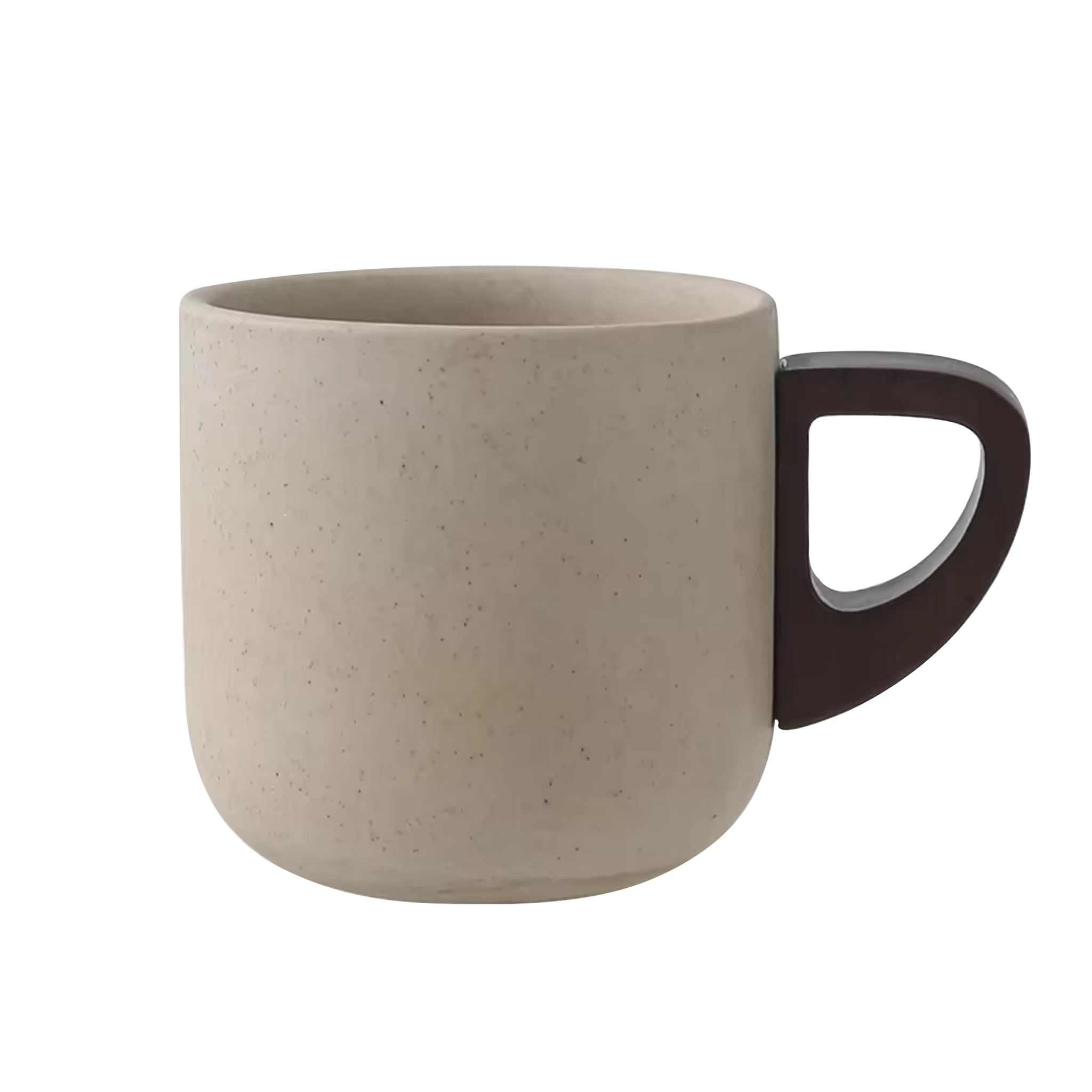Handcrafted Ceramic Espresso Cup with Wooden Handle